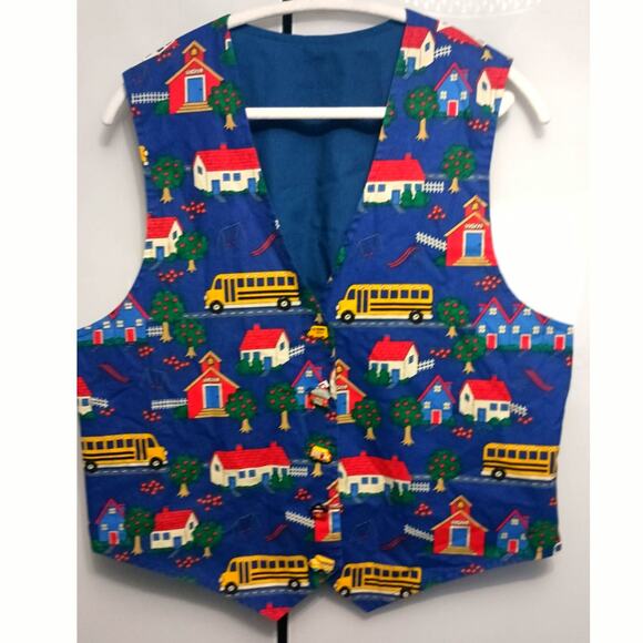 Vintage handmade vest teacher core grandpa core  blue M/L specialized button - Picture 1 of 10